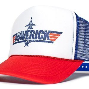 Top Gun Maverick Distressed Unisex-Adult Trucker Hat OSFM (Royal/White/Red) Cap